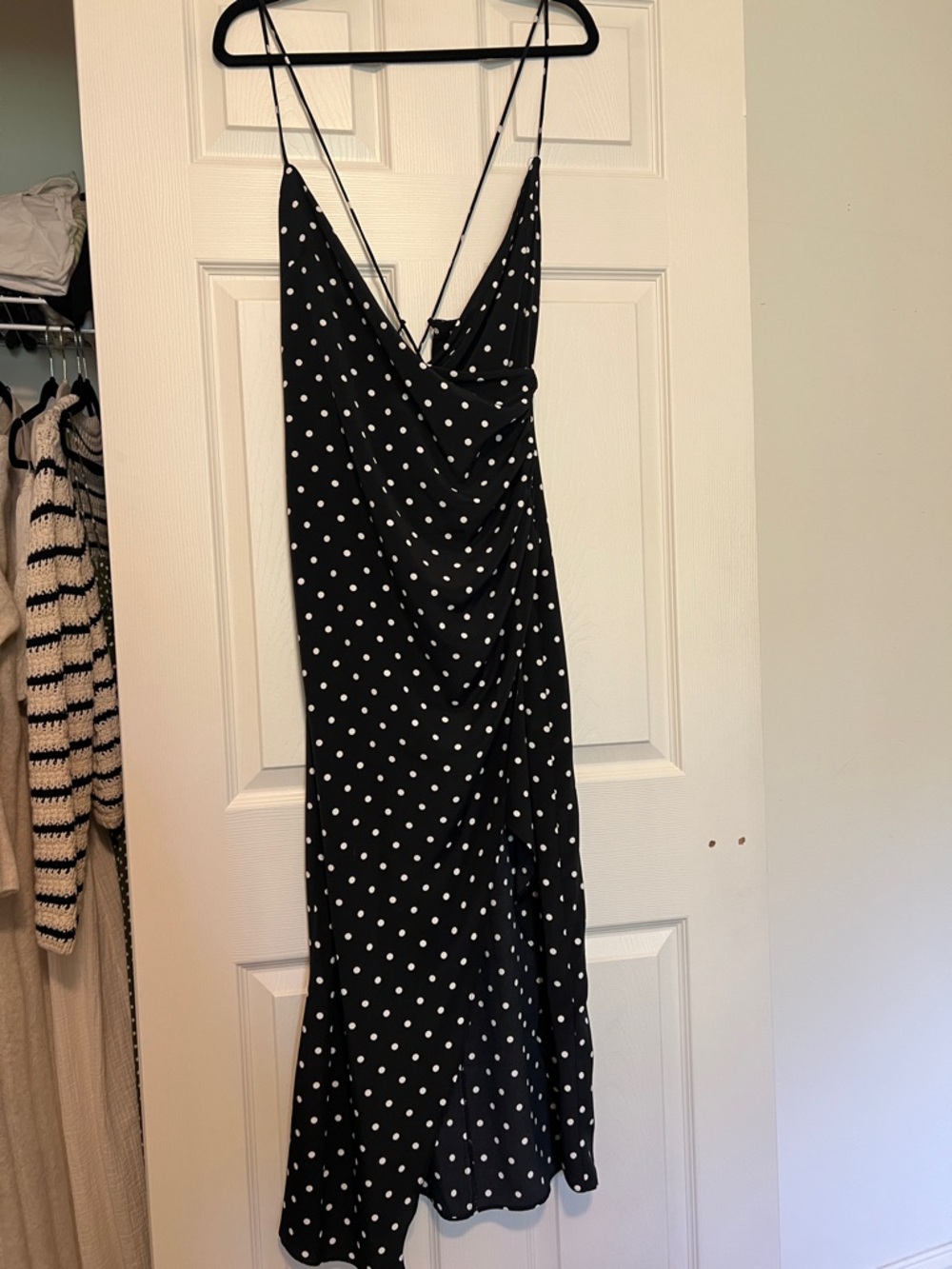 Zara Black and White Polka Dot Maxi Slip Dress